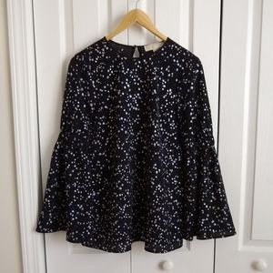 MICHAEL XS black silver star long bell sleeve